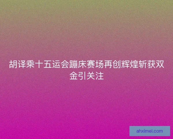 胡译乘十五运会蹦床赛场再创辉煌斩获双金引关注