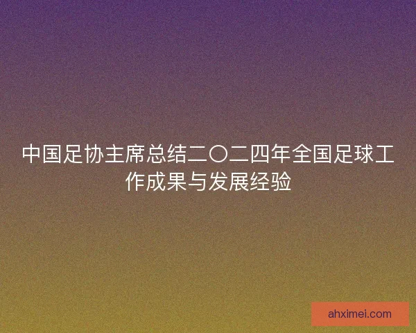 中国足协主席总结二〇二四年全国足球工作成果与发展经验