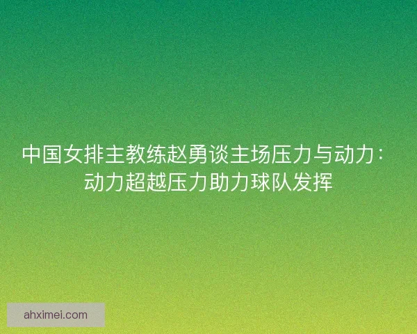 中国女排主教练赵勇谈主场压力与动力：动力超越压力助力球队发挥