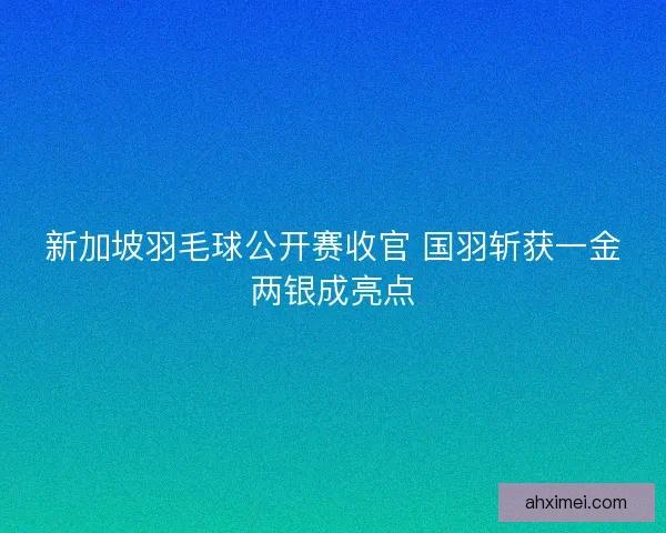 新加坡羽毛球公开赛收官 国羽斩获一金两银成亮点